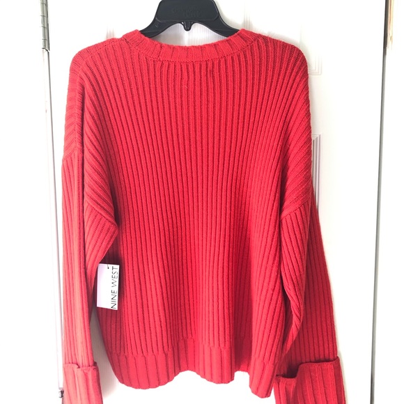 NWT Nine West Size Large Red Crew Neck Sweater - Picture 2 of 8